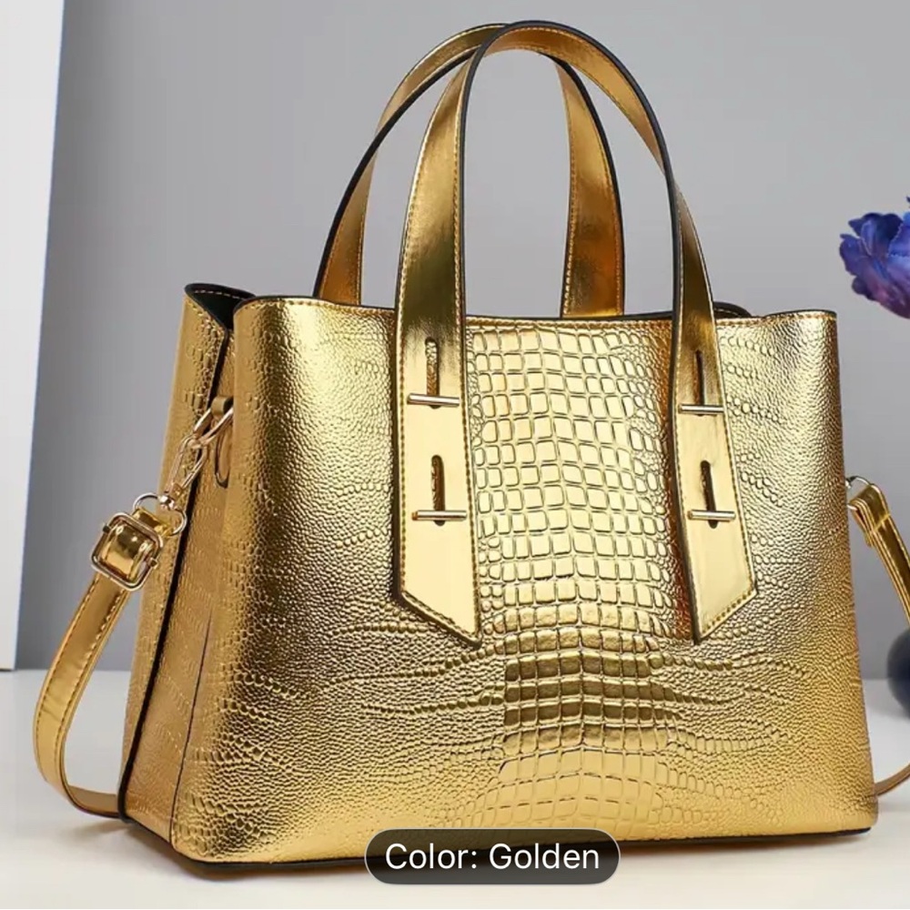 Golden Textured Handbag
